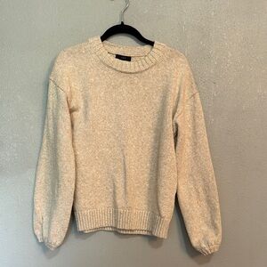 J. Crew Cream Knit Sweater with Puff Sleeves